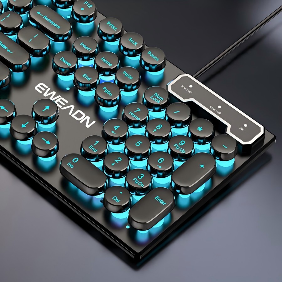 Mechanical Keyboard - EWEADN Typewriter Gaming Keyboard, 104 Keys,