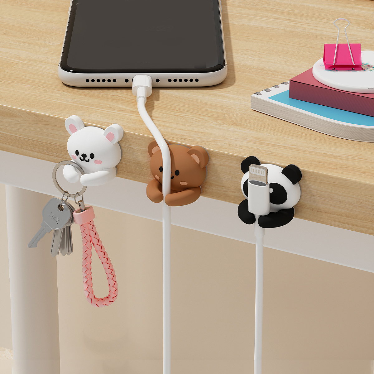 Desk Cable Organizer - 2/3pcs Cute Cartoon Desktop Cable Organizer