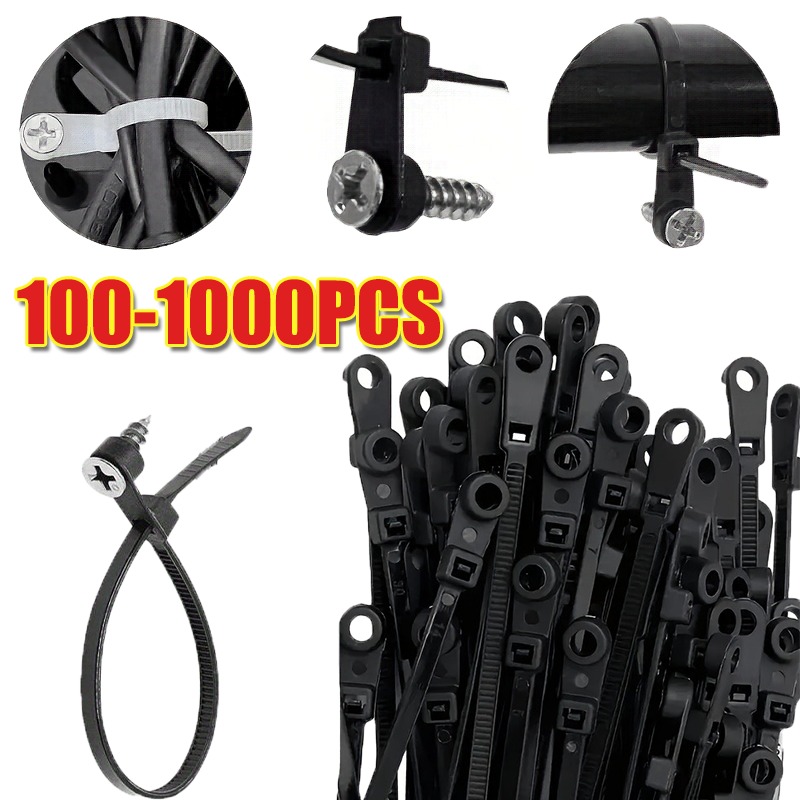 Desk Cable Organizer - 100-1000PCS Reusable Fixed Nylon Cable Ties