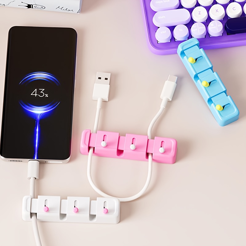 Desk Cable Organizer - Desktop Data Cable Holder Toggle Snap