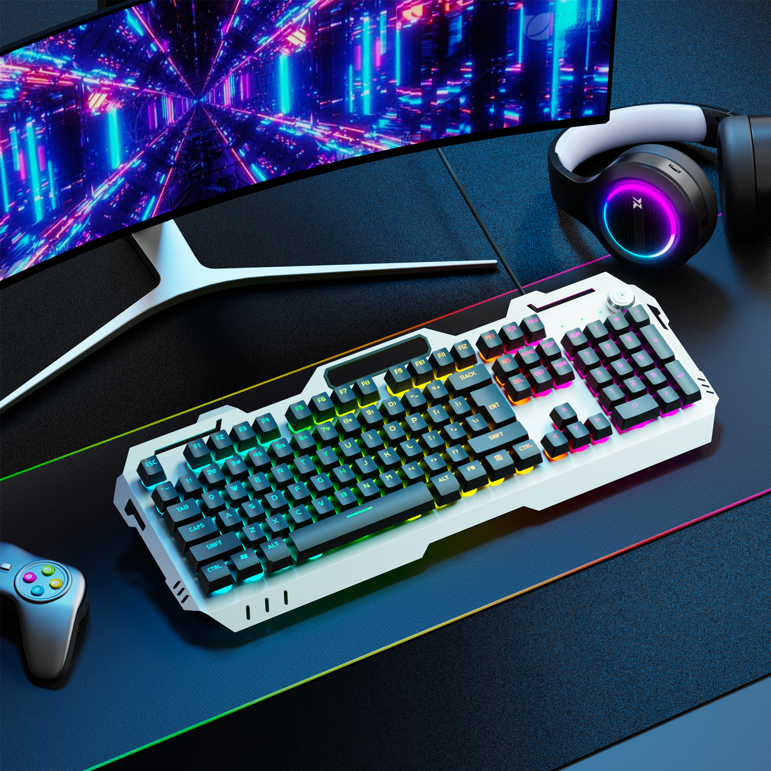 Pc Gaming Keyboard - EWEADN Silent Gaming Keyboard, 104 Keys