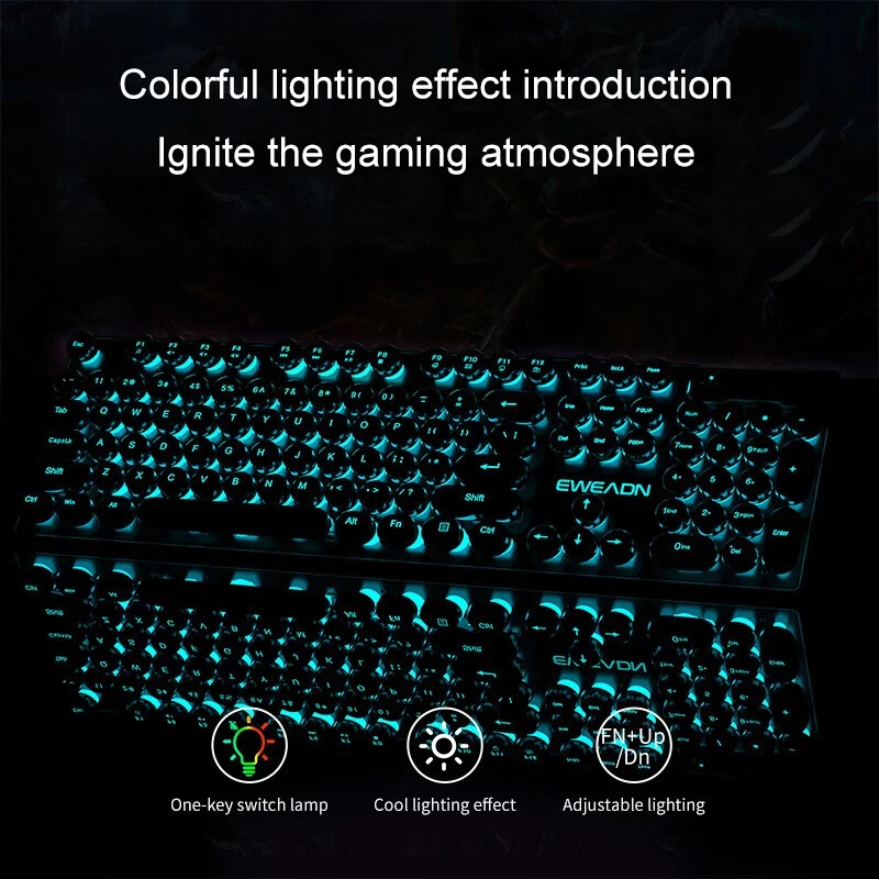 Retro Punk Mechanical Feel Key - Pc Gaming Keyboard 评论和价格