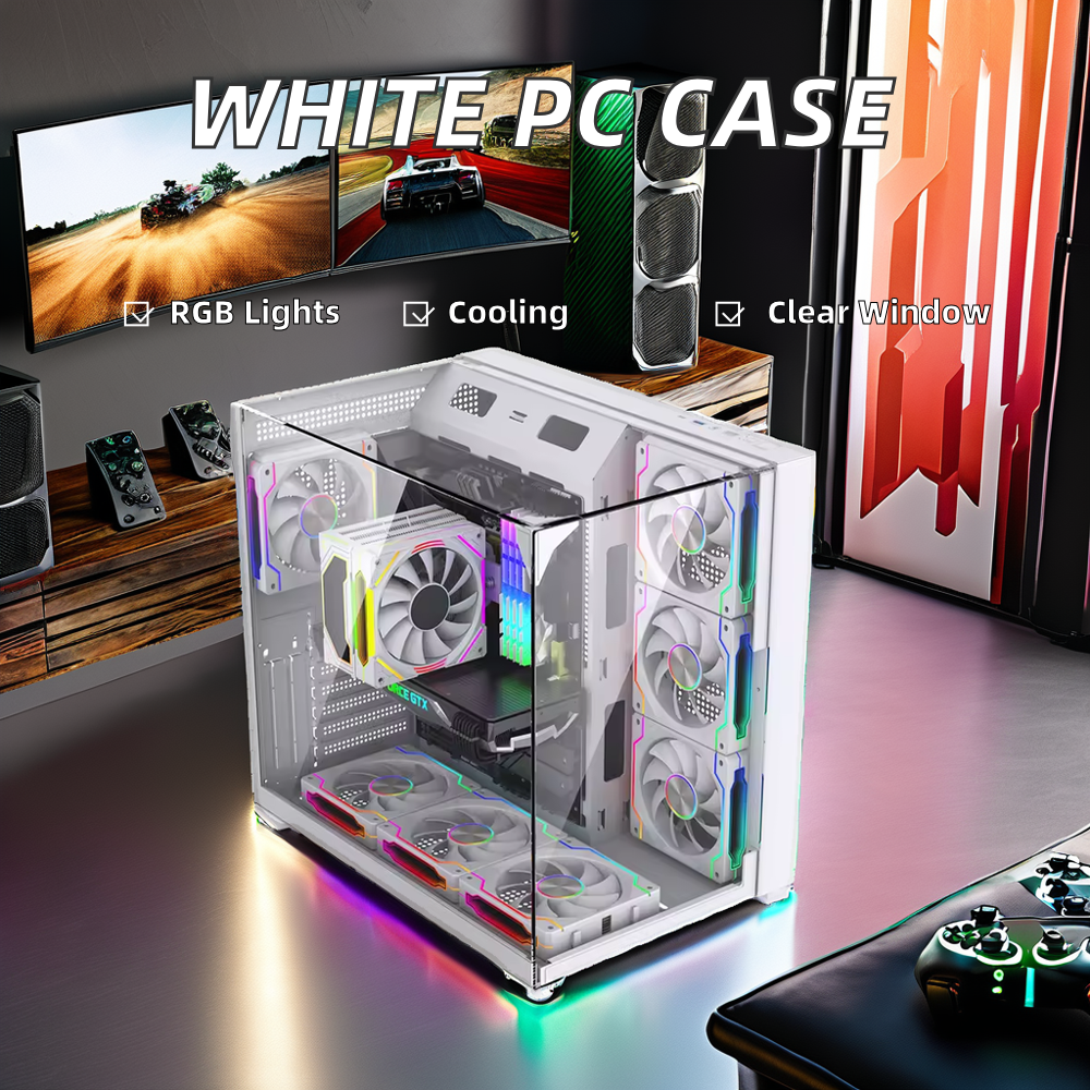 White PC Case Chassis Full Tow - Pc Gaming Case 评论和价格