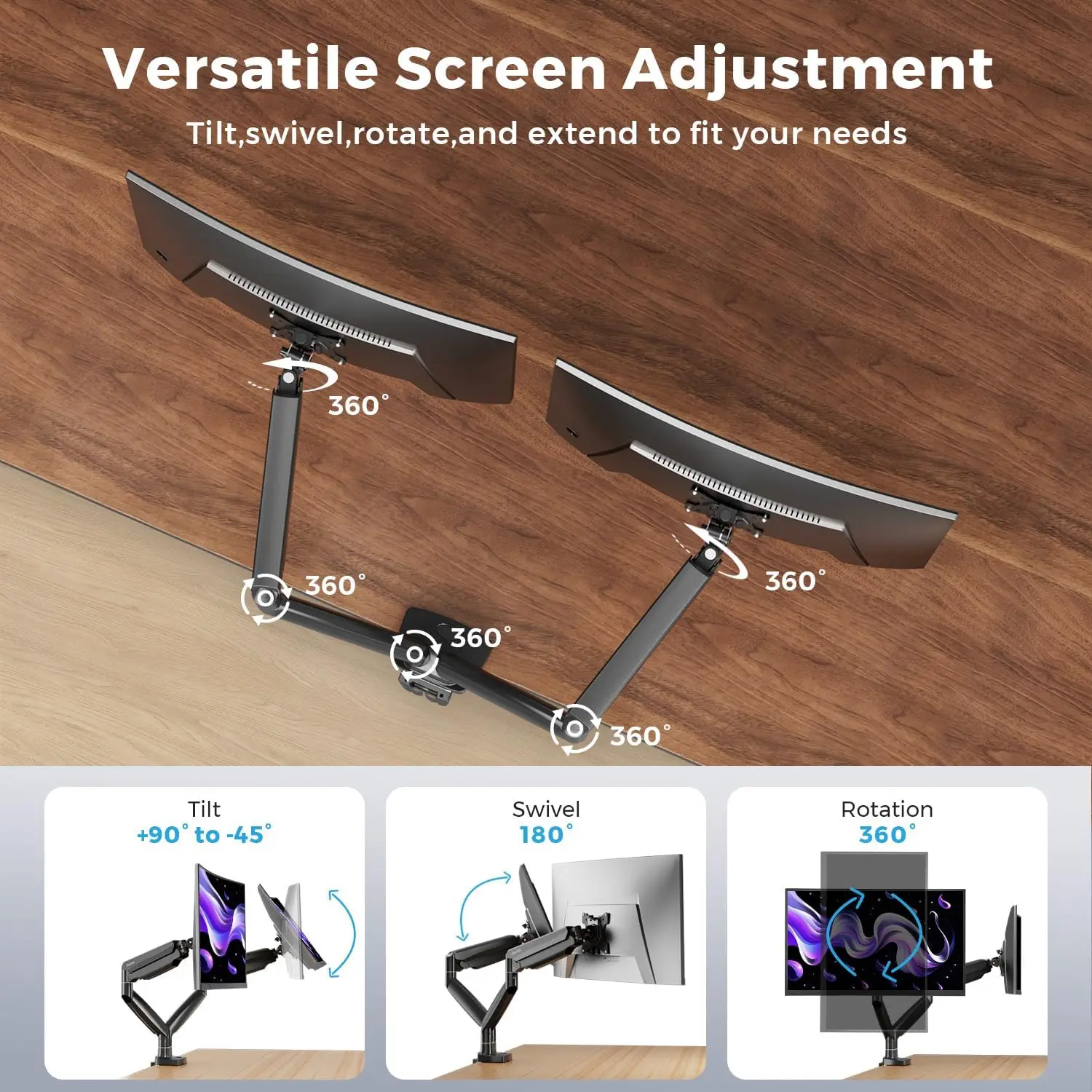 Curved Monitor Mount Dual Moni - Dual Monitor Arm 评论和价格