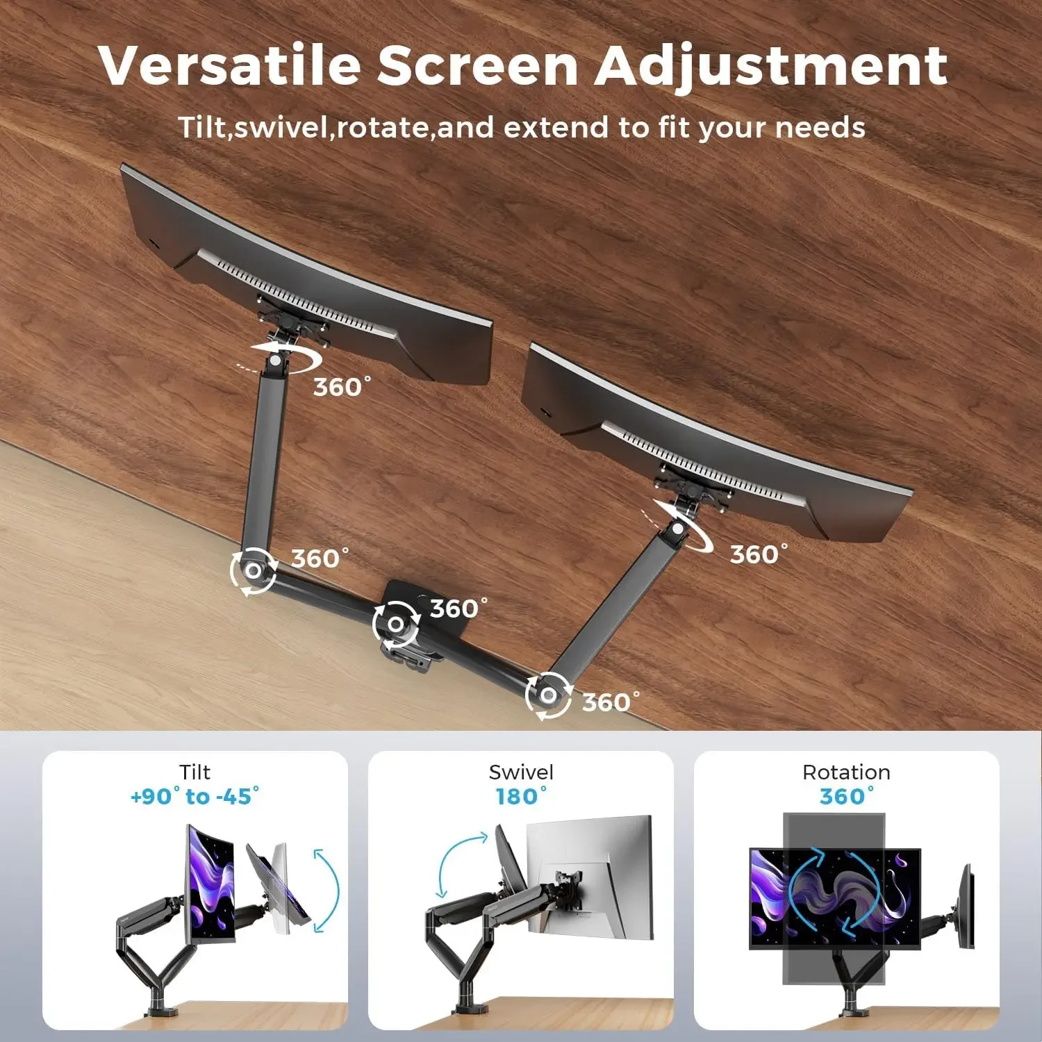 Curved Monitor Mount Dual Moni - Dual Monitor Arm 评论和价格